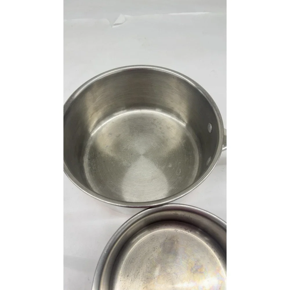 Lot Of 2 Revere Ware 1Qt ,2Qt Metal Handle Copper Disc Bottom SX Heavy Vintage
